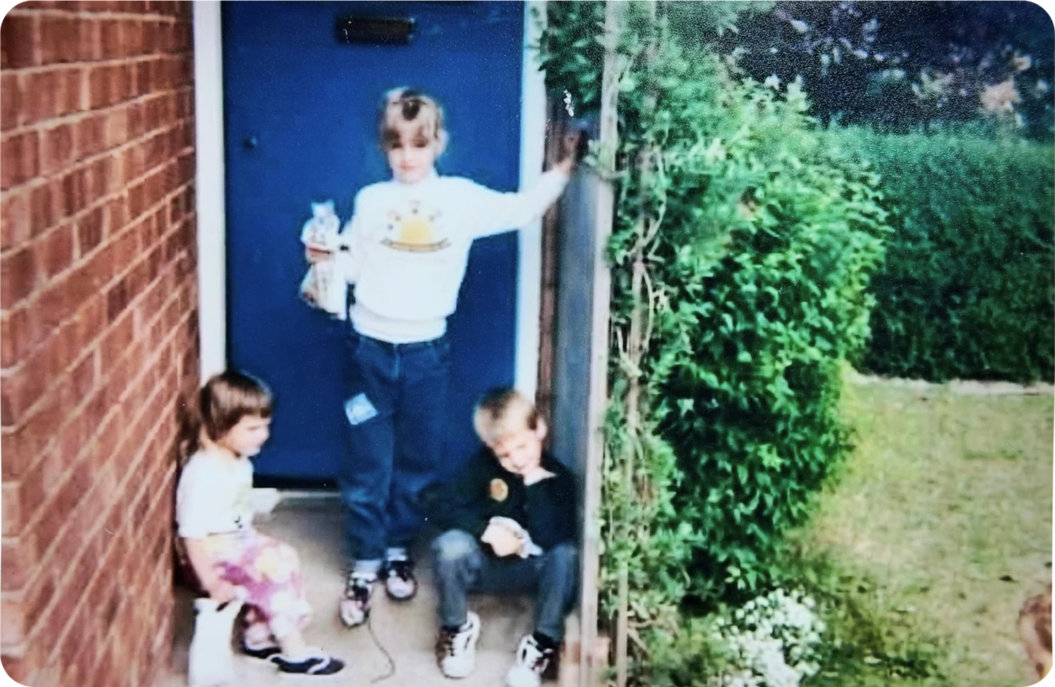 David as a child, outside the family home